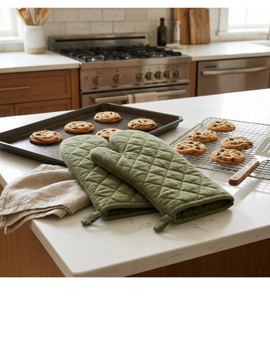 Kibn Quilted Cotton Oven Mitt Moss 13 in Pair