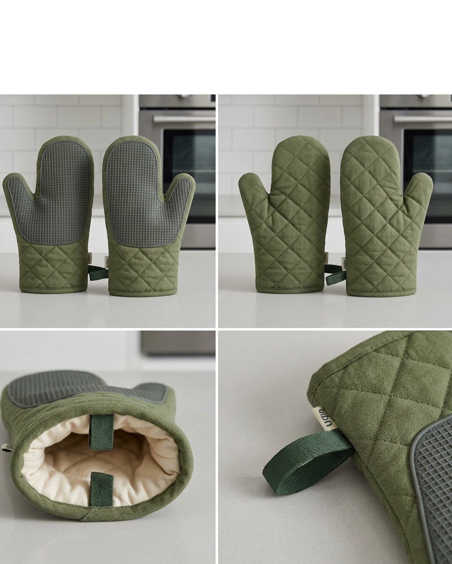 Kibn Quilted Cotton Oven Mitt Moss 13 in Pair