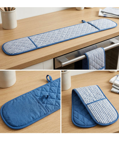 Kibn Double Oven Glove Stripe Blue 35 in