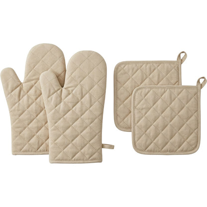 Kibn Oven Mitt and Pot Holder Set Oat 4 Piece