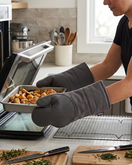 Kibn Silicone Grip Oven Mitt Graphite 14 in Pair